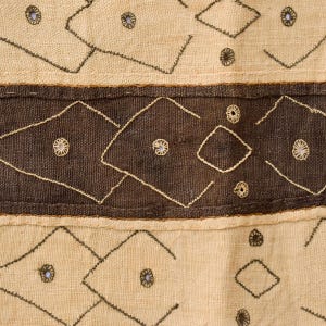 Kuba Handwoven Embroidered Raffia Textile Congo 47 x 13 Inch