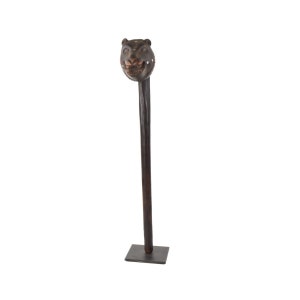 Makonde Lion Staff On Custom Stand Tanzania