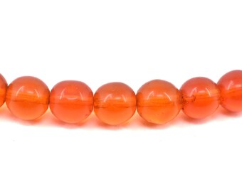 Translucent Red Round Glass Trade Beads 30 Inch