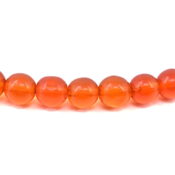 Translucent Red Round Glass Trade Beads 30 Inch