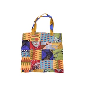 Reversible African Tote Bag with Zipper Zimbabwe