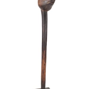 Makonde Rhino Wood Staff on Base Tanzania