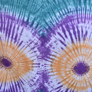 Orange Teal And Purple Yoruba Tie Dyed Textile 90.5x75 Inch