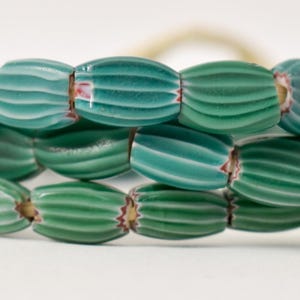 Venetian Watermelon Chevron Green Trade Beads