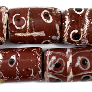 Tic Tac Toe Venetian Trade Beads Brick Red Africa