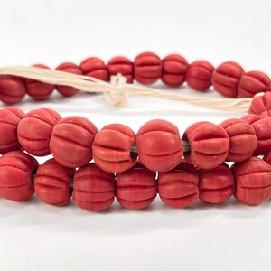 Old Chinese Melon Red Glass Trade Beads