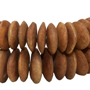 Carved Bone Beads Brown Disks Nigeria Africa