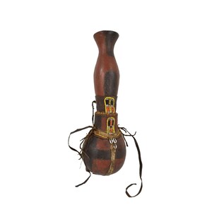 Samburu Beaded Gourd Container with Leather Straps Kenya 18 inch