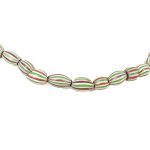 Striped Melon Venetian Red and Green Trade Beads