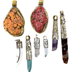 8 Tibetan Pendants Grabbag Repoussé Loose