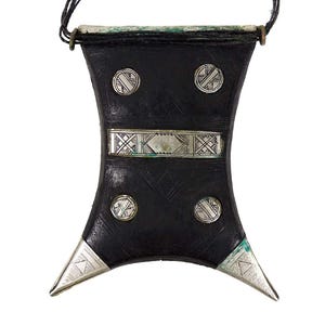 Tuareg Leather Tcherot Pendant Necklace Mali