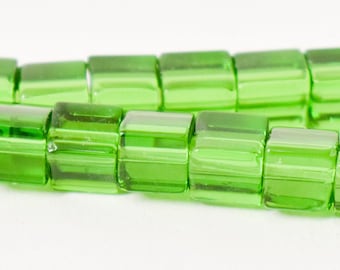 Boho Würfel grün Translucent Trade Beads tschech