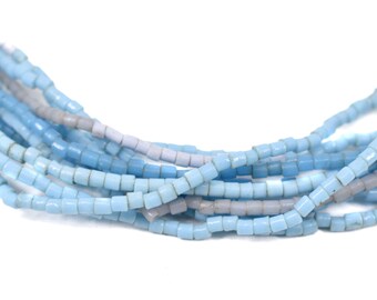10 Strands Light Blue Tile Trade Beads
