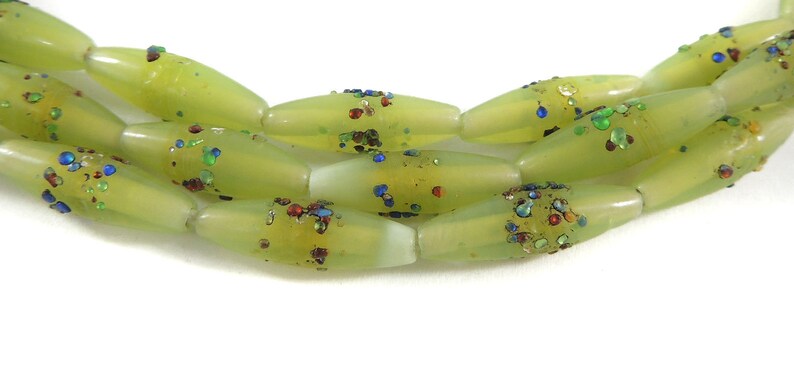 Italian Trade Beads Green Glass Rings Africa 42 Inch 128730