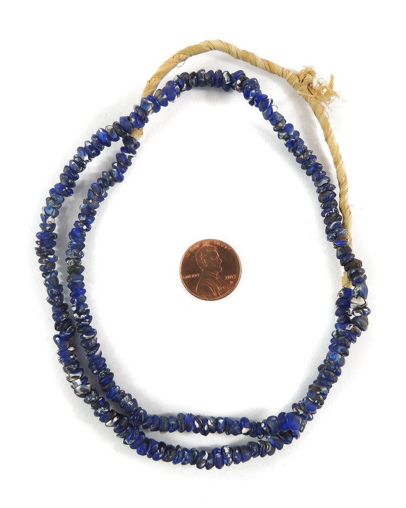 Krobo Imitation Ancient Roman Glass Beads Blue Africa 123183