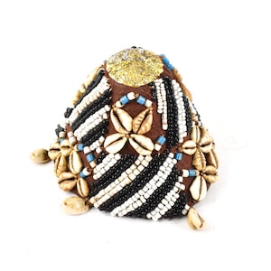 Kuba Beaded Noble&#39;s Hat with Cowrie Shells Congo