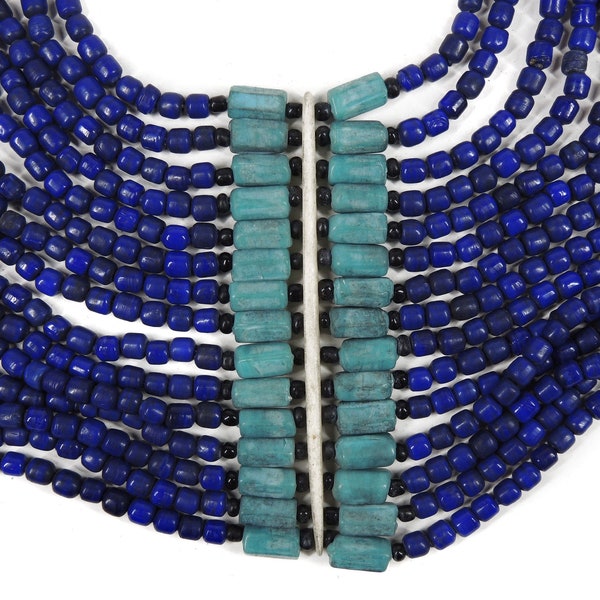 15 Strand Blue Naga Necklace India 28 Inch