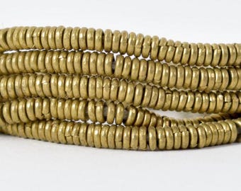 Gold Metal Heishi Trade Beads Ethiopia