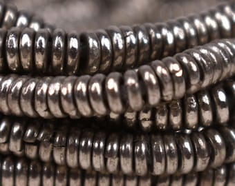 Silver Metal Heishi Beads Ethiopia