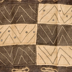 Kuba Handwoven Embroidered Raffia Textile Congo 43 x 13 Inch