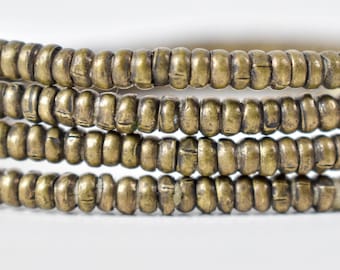 Silver Metal Heishi Beads Ethiopia 36 Inch