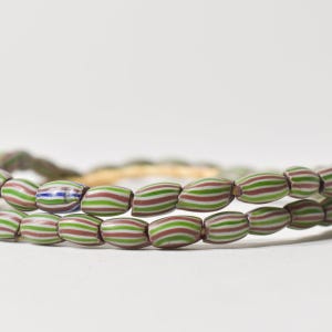 Striped Melon Venetian Red and Green Trade Beads