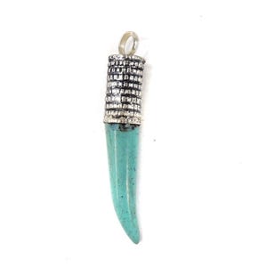 10 Turquoise Tibetan Silver Repousse Pendants