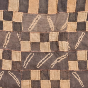 Kuba Handwoven Appliquéd Raffia Textile Congo 202 x 29.5 Inch