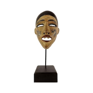 Bakongo Painted Villi Mask on Custom Stand Congo
