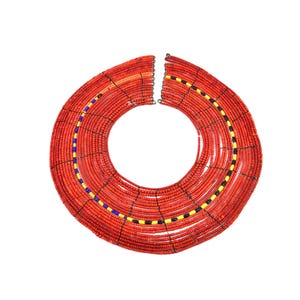 Maasai Beaded Collar Necklace For Girls Red Kenya Ruth Flynn Collection