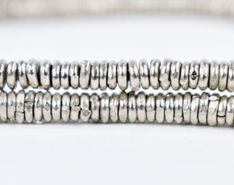 Silver Metal Heishi Beads Ethiopia