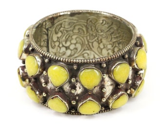 Tibetan Yellow Resin Repoussé Bangle