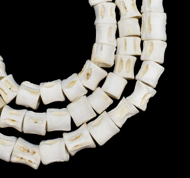 Fish Vertebrae Bone Beads Africa 36 Inches 136202