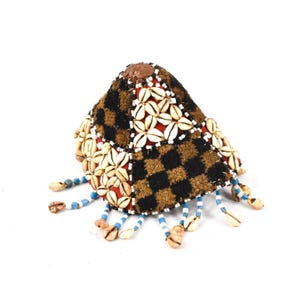 Kuba Beaded Noble&#39;s Hat with Cowrie Shells Congo