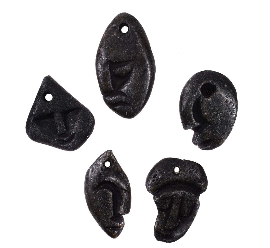10 Shona Pendants Carved Abstract Faces Zimbabwe Africa 131481