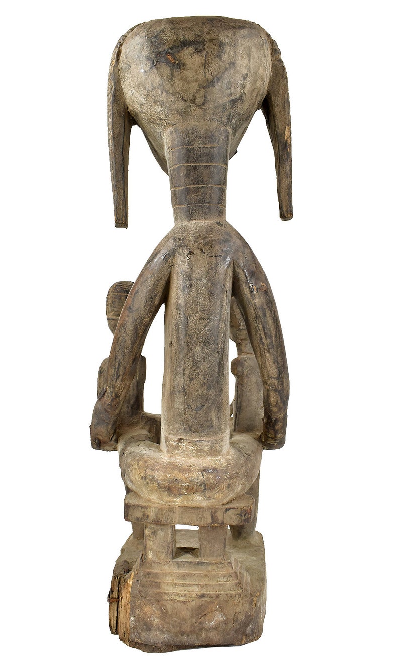 Baule Seated Female Figure With Children Wood Ivory Coast Etsy
