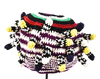 Bamileke Royal Hat Fingerlings Púrpura Blanco Camerún África