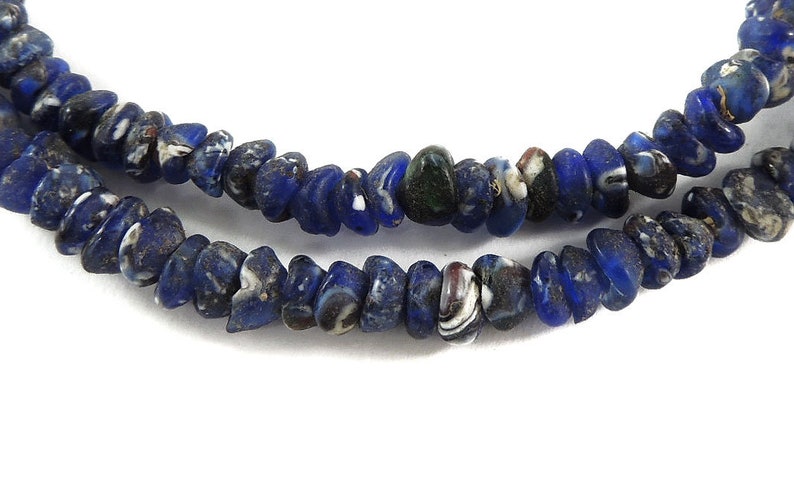 Krobo Imitation Ancient Roman Glass Beads Blue Africa 123183