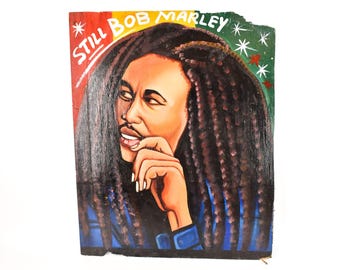 Hand Painted Bob Marley on Wood Panel Ghana