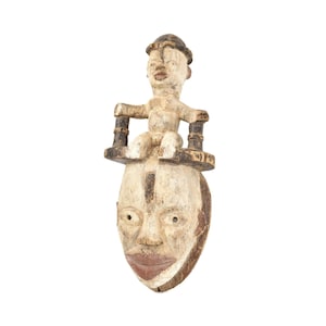 Igbo Wood Mask With Figure Nigeria
