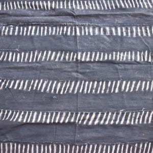 Bògòlanfini Grey Mudcloth Textile Mali 66x34.5 Inch