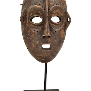 Lega Wood Mask on Custom Stand Congo