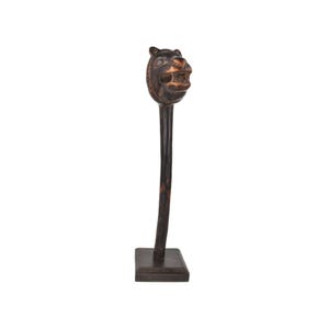 Makonde Lion Staff On Custom Stand Tanzania