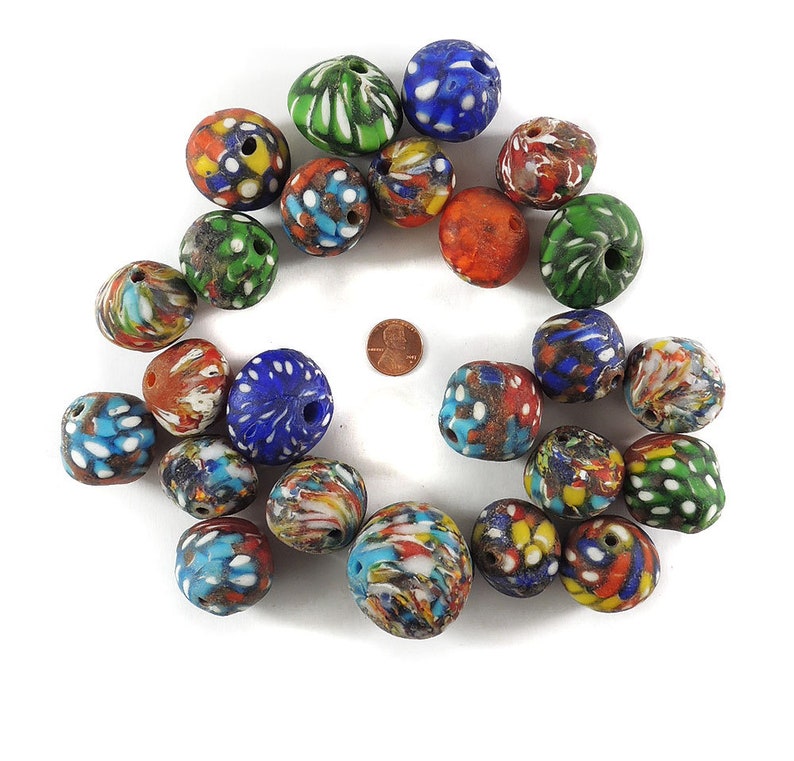 Fancy Krobo Beads Powder Glass Ghana Africa Loose 120736