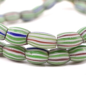Melon Striped Green Venetian Trade Beads