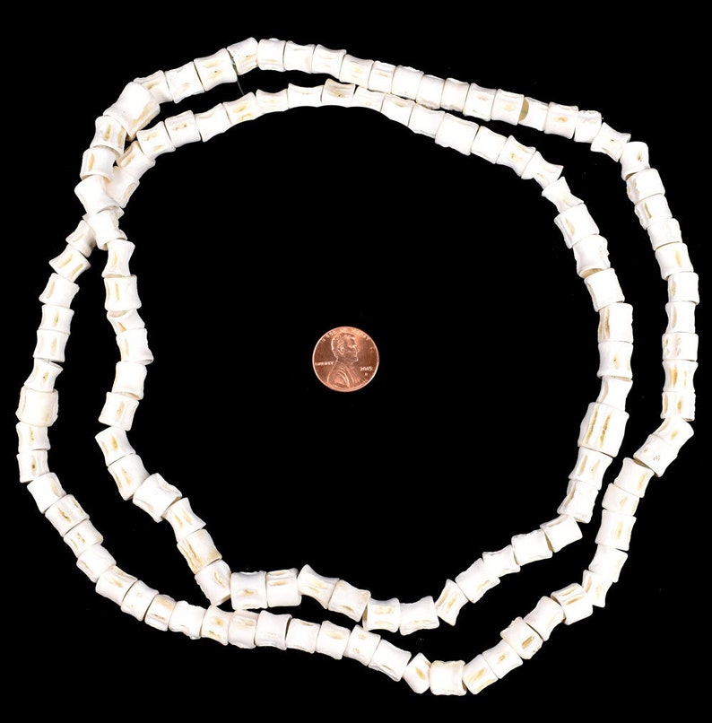 Fish Vertebrae Bone Beads Africa 36 Inches 136202