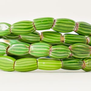 Venetian Watermelon Chevron Green Trade Beads 30 Inch