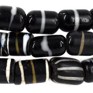 Black Striped Venetian Trade Beads