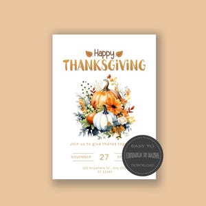 Thanksgiving-Einladung, bearbeitbare Vorlage