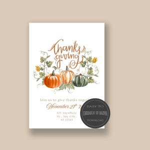 Thanksgiving Invitation, Editable Template